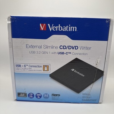 Verbatim Brenner extern für CD / DVD / M-Disc USB 3.2 USB-A / USB-C schwarz