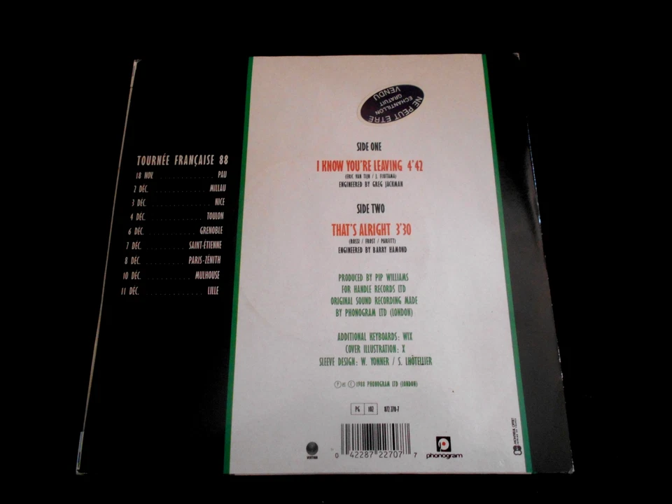 STATUS QUO/I KNOW YOU'RE LEAVING/RARE ONLY FRENCH/VERTIGO/FRENCH PRESS SP 7" - Photo 2/2