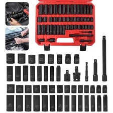 49 PCS 3/8" Drive Impact Socket Set 6-Point Standard SAE & Metric Sockets