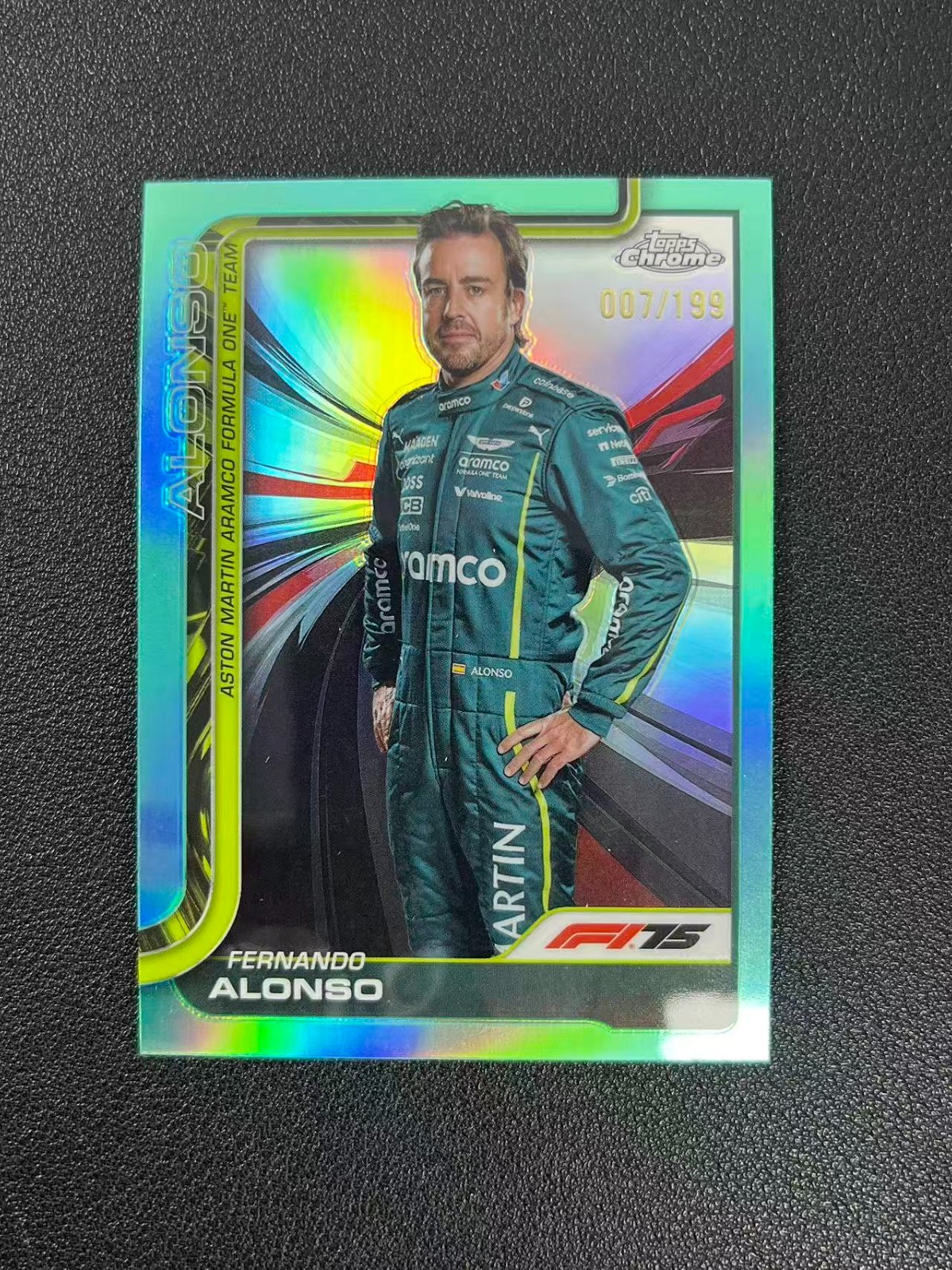 2025 Topps Chrome F1 Fernando Alonso Aqua 7/199 #9 GZ