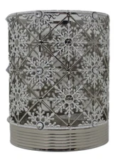 Bath & Body Works Silver Snowflake Geo Gem Glitter Single Wick Candle Holder New