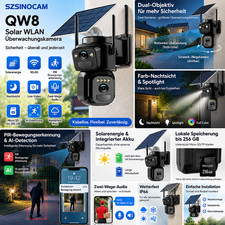 SZSINOCAM QW8 Solar WLAN Überwachungskamera Outdoor PIR Nachtsicht Akku WiFi
