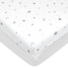 2 Pack 100 Natural Cotton Fitted Pack and Play Sheets 39" x 27" - Soft  Bre...