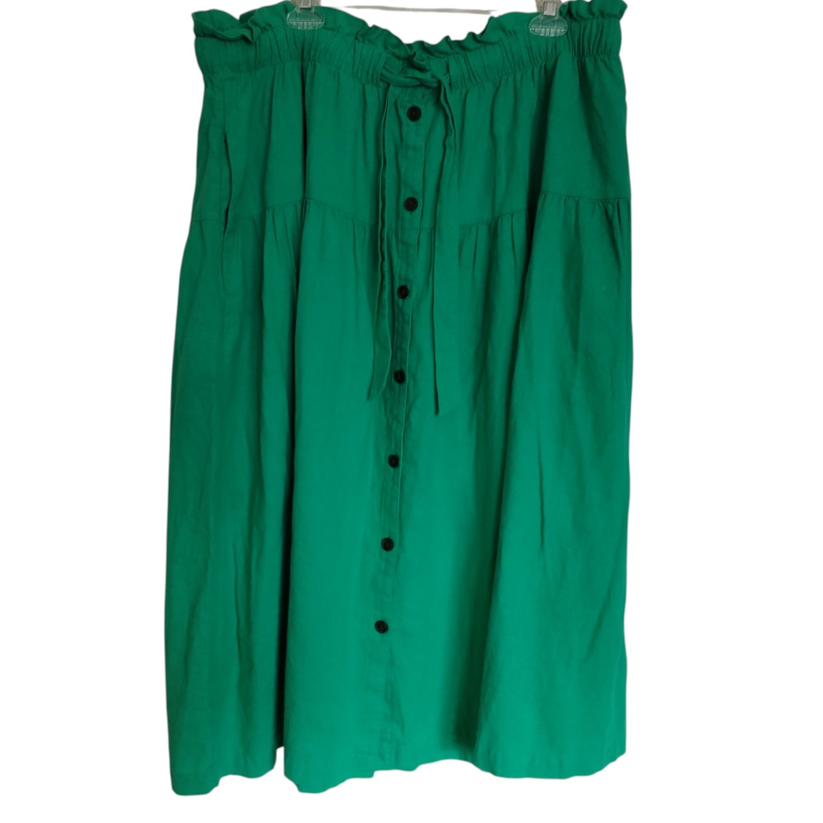 Universal Thread Green Tiered Button Front Midi S… - image 1