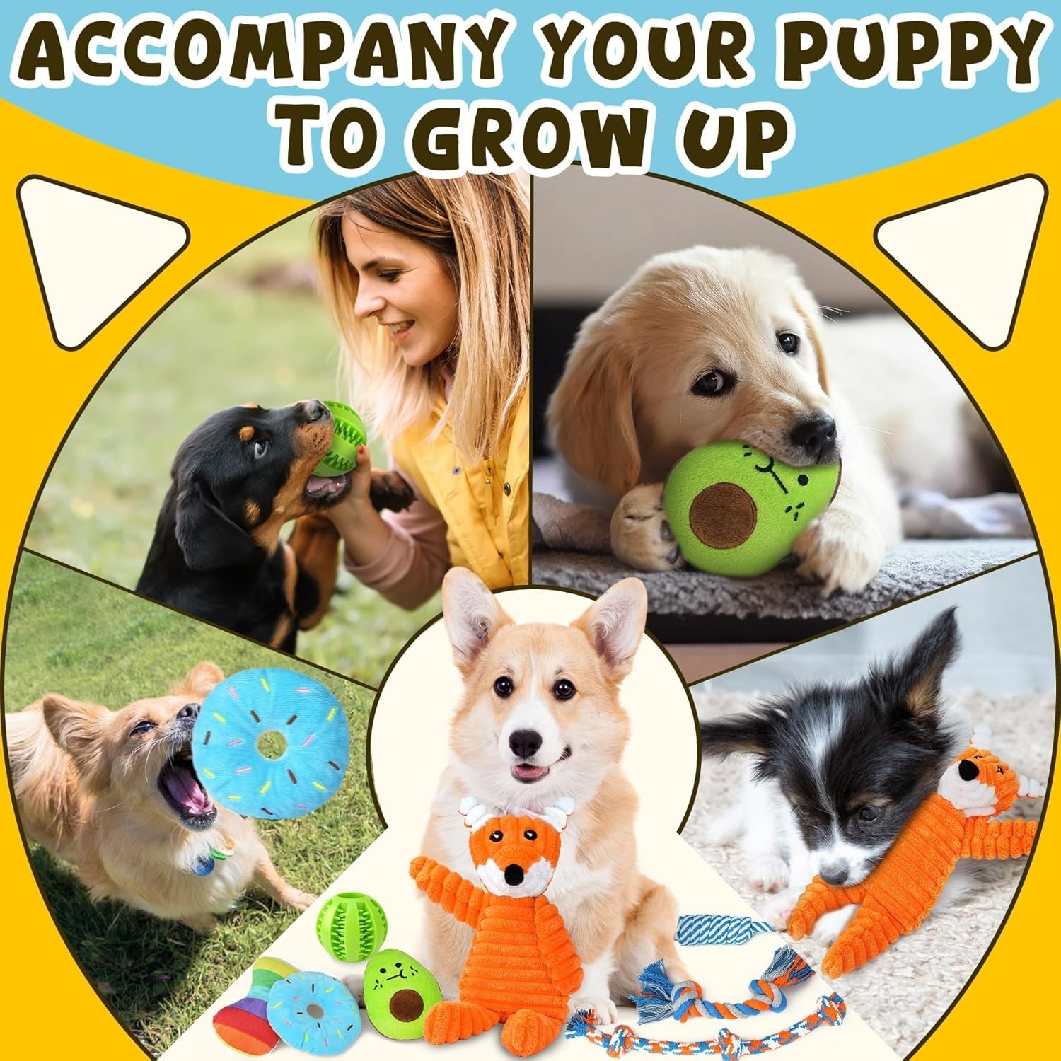 9 Pack Luxury Puppy Toys for Teething Small Dogs, Puppy Chew Toys with Cute S...