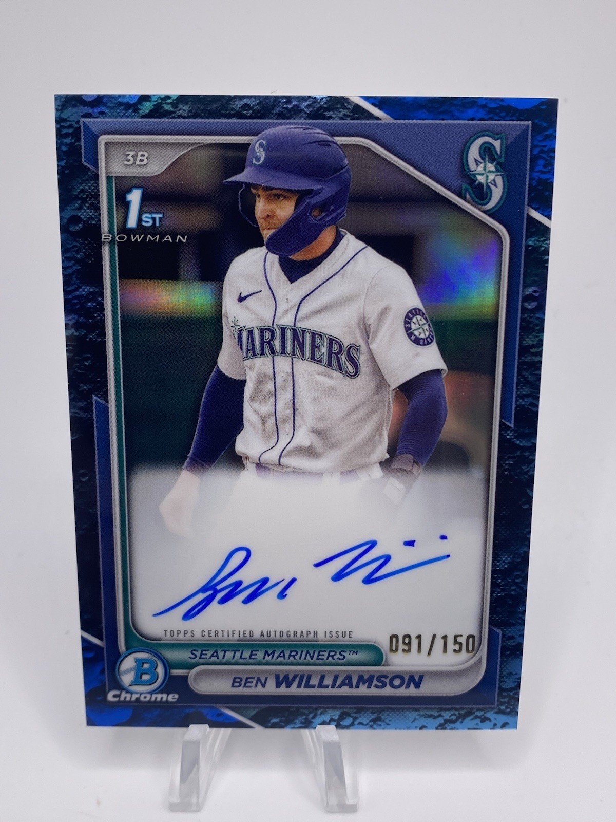 2024 Bowman Chrome 1st Ben Williamson Blue Lunar Refractor Auto /150 Mariners