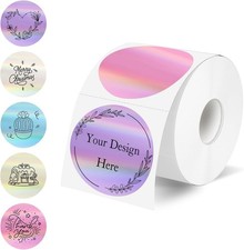STARLIBOO 2 In Round Holographic Thermal Label Stickers Glitter Direct 5 Colors