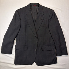 Vintage Hart Schaffner  Marx Charcoal Plaid Two-Button Blazer Size 44R EUC