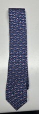VINYARD VINES ENGLISH SILK NECKTIE- AMERICAN FLAG/SWORDFISH, DARK BLUE - NWT