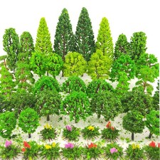 60pcs Model Trees 1.3-6in Mixed Scale Scenery Landscape Fake Trees Green