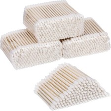 800 Count Precision Tips Cotton Swabs 3" Double Pointed Tip Ear Swabs with Paper