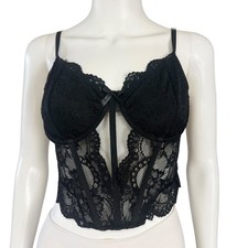 Babydoll Corset Sheer Lace Coquette Romantic Whimsigoth Grunge Witchy Bustier L