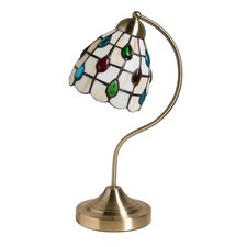 Lampe vitrail Blossom à poser en verre et métal 33x16cm