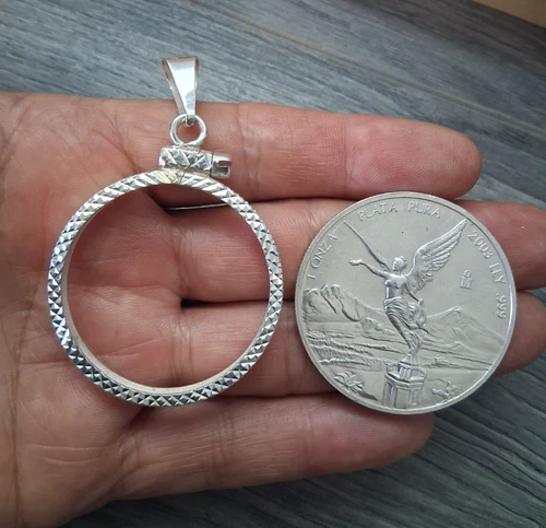 Bizel de plata 925 mexicano para moneda de 1 OZ de 40mm plata real "solo bizel. - product listing photo