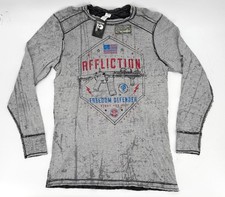 Affliction Shirt Mens XXL GrayThermal Freedom Defender Long Sleeve USA Made