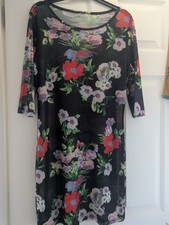 Boohoo Mesh Dress. Semi Sheer. 14/16 Never Worn. Black With Red, Blue And Green.