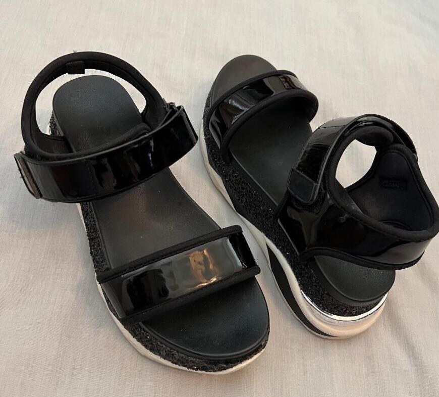 ALDO black faux leather sandals ALDO Elyna double buckle footbed sandals in black leather | ASOS main image 3