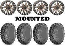 Kit 4 EFX MotoClaw Tires 27x10-14 on System 3 SB-4 Beadlock Bronze Narrow TER