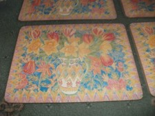 SET OF 6 MATCHING TABLE MATS  MELAMINE TABLE MATS 11.5" X 8.5" VASE OF FLOWERS