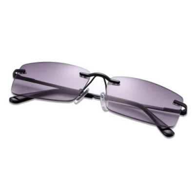 Herren Rechteck Getönt Randlos Lesebrille Leser Leichtgewichtig Sonnenbrille Neu