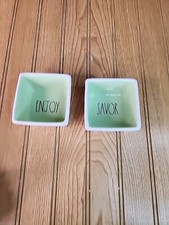 RAE DUNN Savor and Enjoy Square Bowl Set Artisan Collection by Magenta NEW