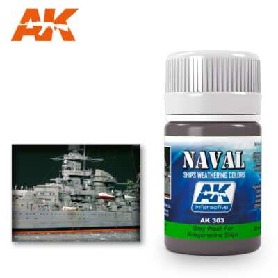 AK INTERACTIVE 303 ENAMEL WASH - Grey Wash for Kriegsmarine Ships 35ml