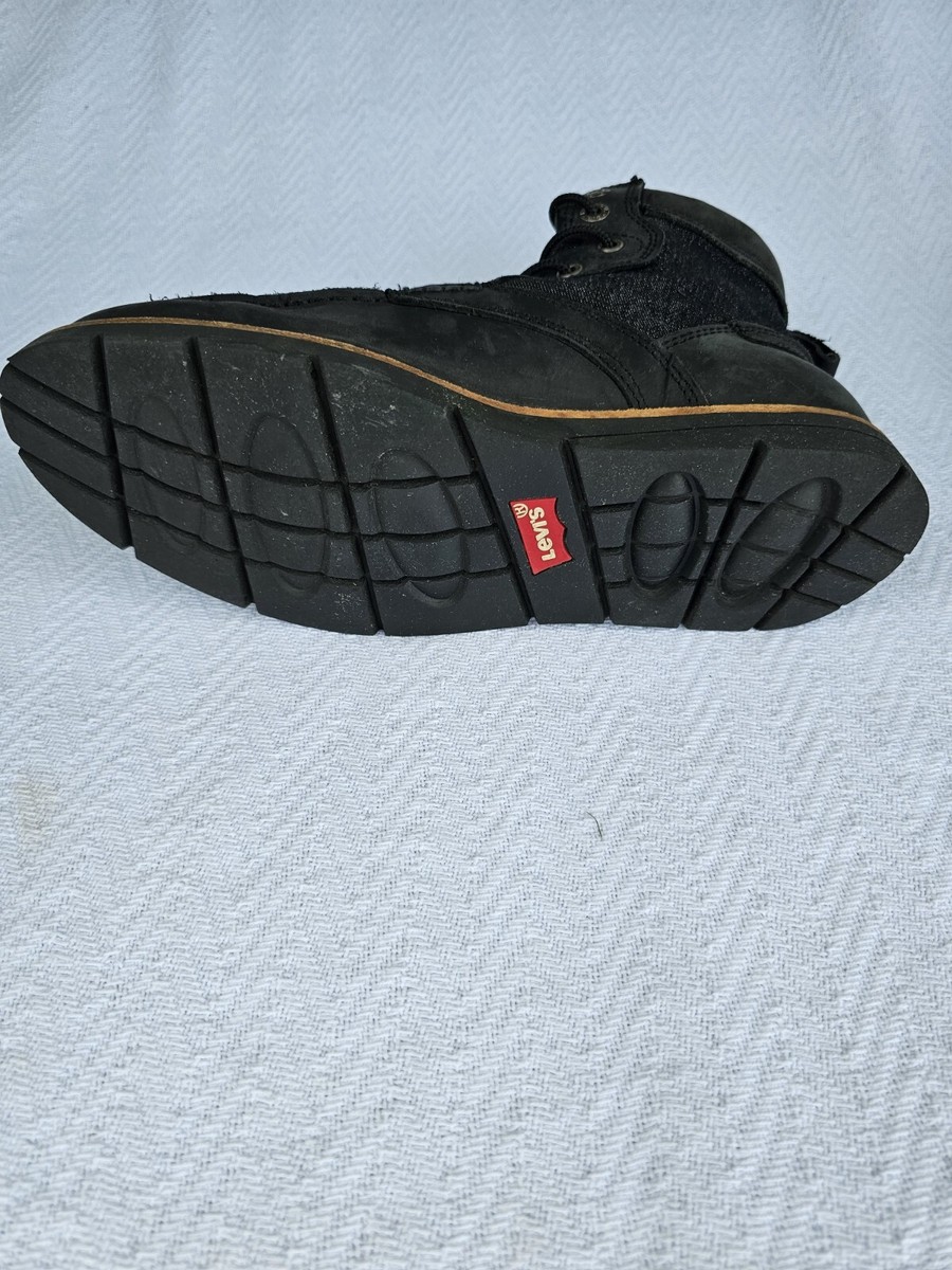 Levi Richmond Boots Black Denim Leather Red Tab Lace Up  display picture 1