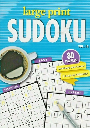 Brand New Large Print Sudoku 80 Puzzle Vol 16 Easy Medium Expert Fast 