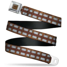 STAR WARS CHEWBACCA FACE CLOSE-UP FULL COLOR BROWN SEATBELT BELT - STAR WARS CHE