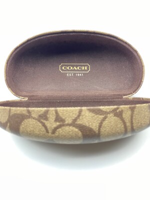 COACH Sunglasses Case Brown Pattern Clamshell Brown Felt  display picture 3
