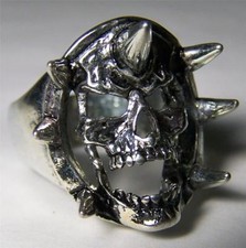 QUALITY SKULL WITH SPIKES RING #181 jewelry unisex MENS womens BIKER new retro