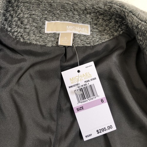 michael kors woman jacket 6 gray open zip pockets long sleeve lined 35%wool $295 - Picture 8 of 8
