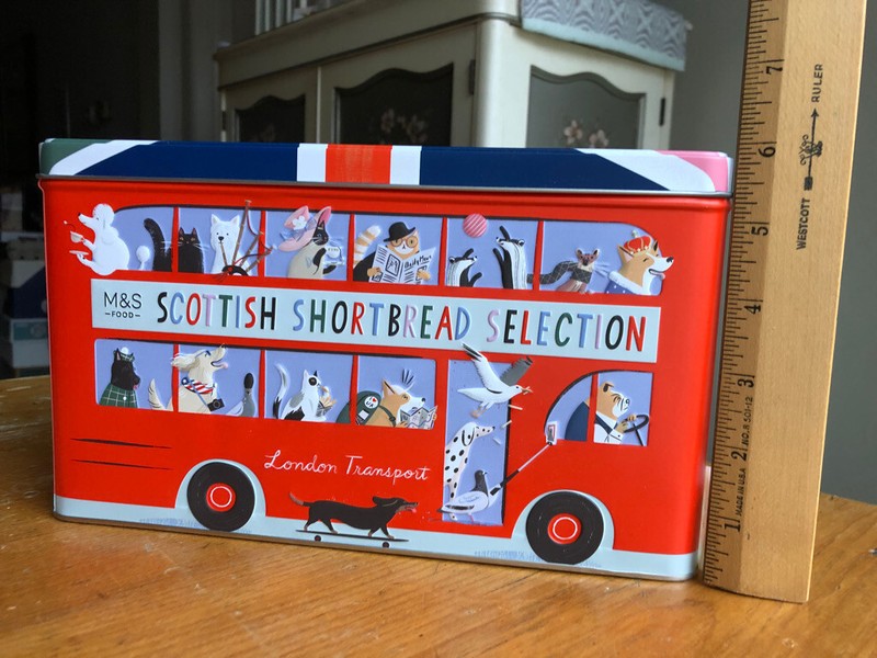 Fun M&S Shortbread Biscuit Collector’s Tin London Bus W/Animals Dogs Cats 2022