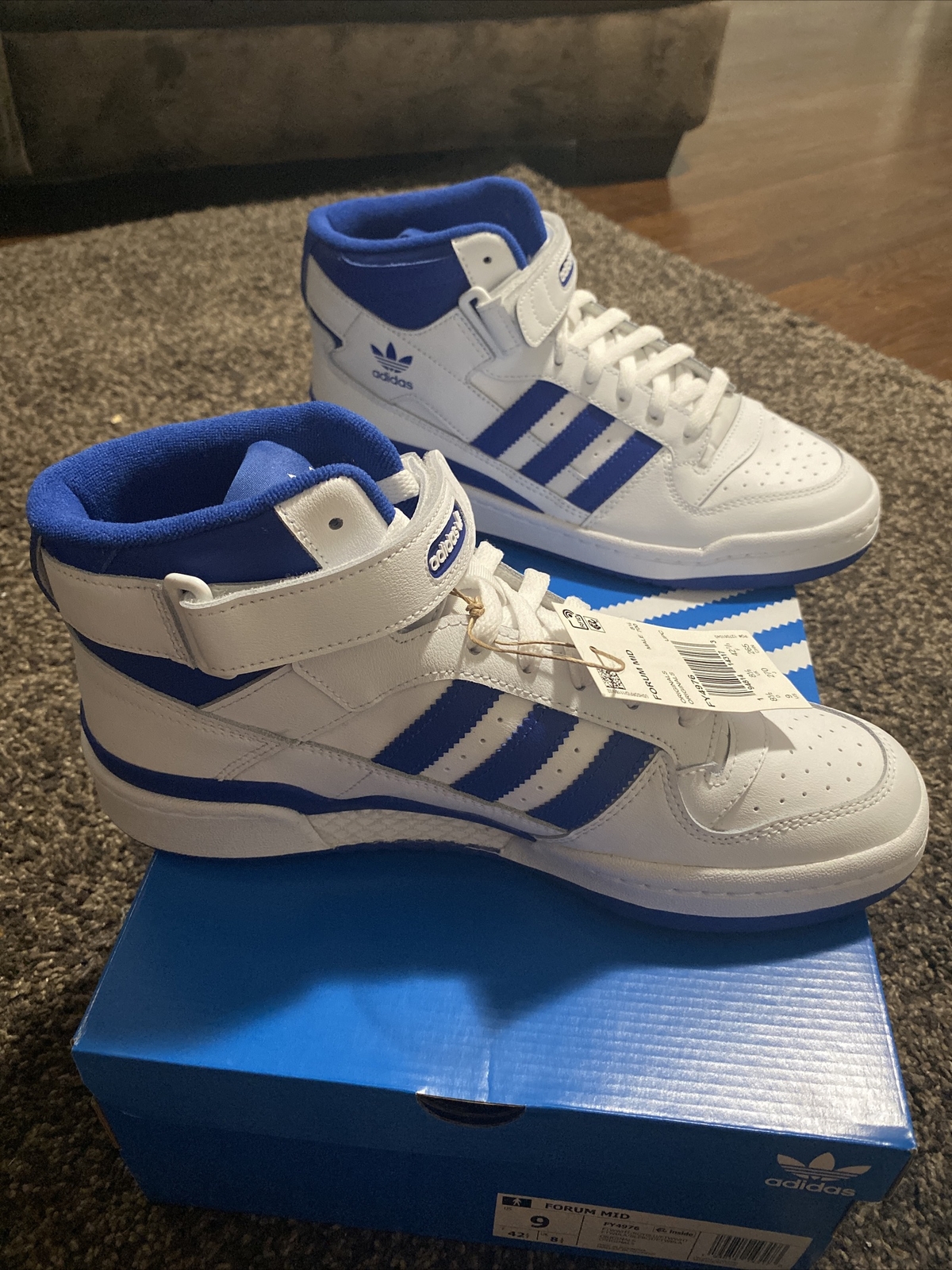 Size 9 - adidas Forum Mid White Royal Blue 2021 for sale online | eBay