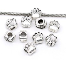 Dog Paw European Large Hole Bead Lot 10pcs For Charm Bracelets C126