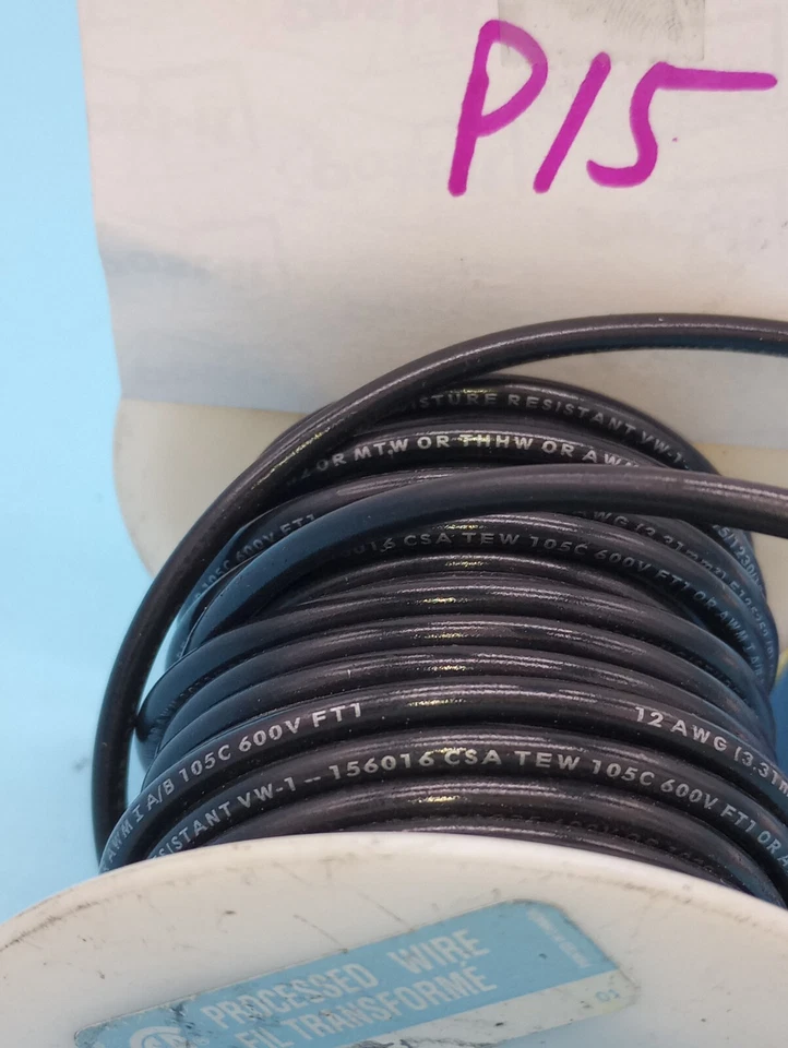 Consolidated 892-0 Hookup Electric Black Wire UL 1015 105°C 600V, EST 35 FT - Image 4 of 4