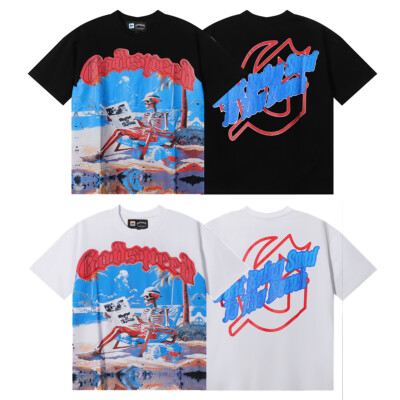 Godspeed Skeleton Surf Graphic Tee Streetwear Men's Hip Hop Skate