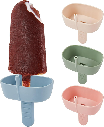 4pcs Drip-Free Silicone Popsicle Holders, Popsicle Holder with Straw & 2 Slots - Picture 11 of 12