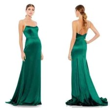Ieena For Mac Duggal 12428 Charmeuse Rhinestone Strap Trumpet Gown Size 0 NWT