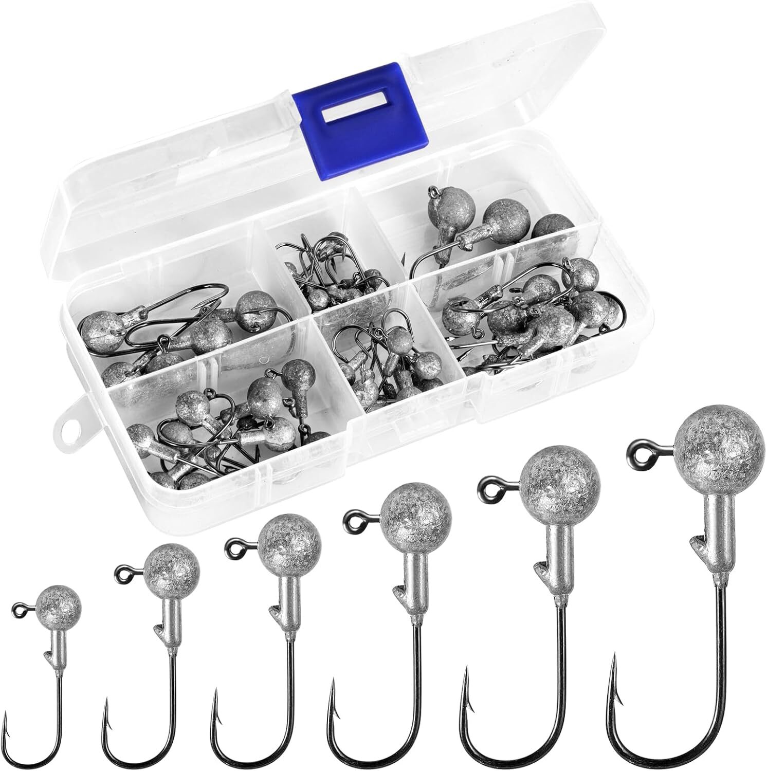 50 Stück Round Jighead Jighaken Jigköpfe Haken Bleikopf Set 1g 2g 3g 5g 7g 10g