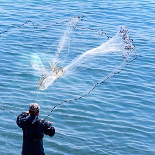 NEW 6/8/10/12/16FT Nylon Fishing Hand Cast Net Bait shrimp Easy Throw 1/2'' Mesh - Picture 6 of 8