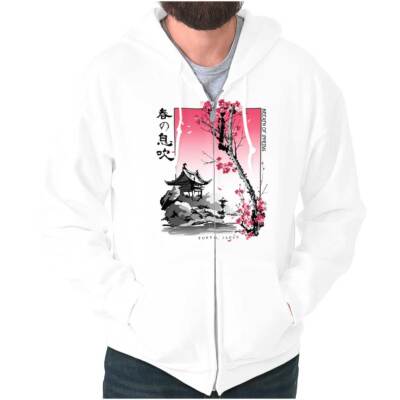 Tokyo Japan Breath of Spring Cherry Blossoms Sweatshirt Zip Up Hoodie Men Women