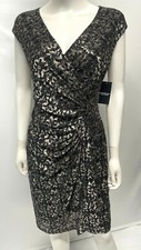 American Living Sheath Dress Elegant Black, Champagne Metallic Lace NEW SZ 8