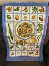 Vtg Ulster Weavers 100% Irish Linen Tea Towel Oriental Cooking Made In Ireland