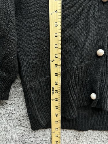 Adam Lippes Collective Short Puff Sleeve Cardigan in Black Size Large $230 - Picture 6 of 8