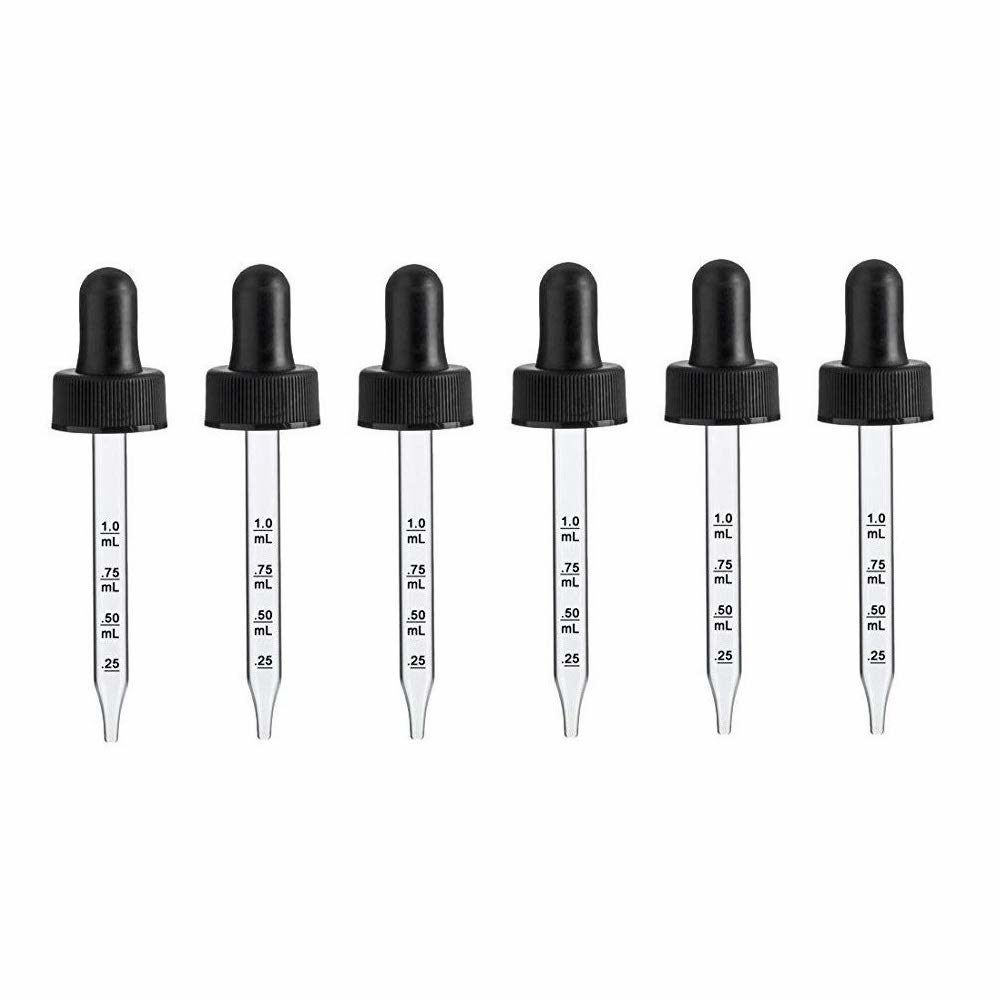 Calibrated Glass Eye Dropper Caps for 1 oz/ 30 ml Bottle fits 20-400 Neck finish