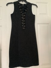Parvenue  Sexy Little Black Dress Crisscross  Gold Rings Design size Small