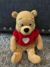 Vintage The Disney Store Winnie the Pooh With Red Sweater 8" Bean Bag Plush