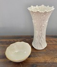 Vintage Lenox 8 1/2" Woodland Vase & 4 1/2" Gold Rimmed Nut/Candy Dish — photo 1