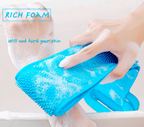 Silicone Bath Towel Back Brush Scrubber Exfoliating Scrub Body Wash Dual Side - Picture 12 of 16